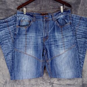 Red Ape Jeans Men 34x32 Blue Straight Leg Denim Whiskering Streetwear Y2K Style